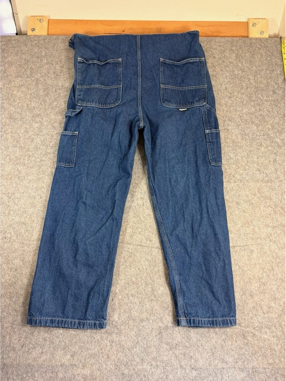 Berne Bib Overalls Mens XL Blue Denim Carpenter Workwear Utility